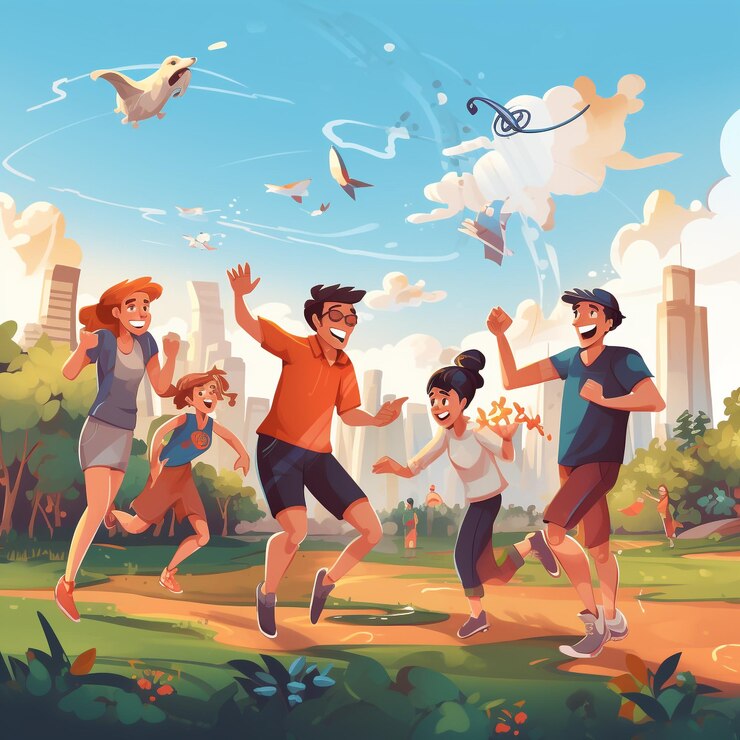 Foto meninos ativos, meninas e amigos praticando atividades esportivas