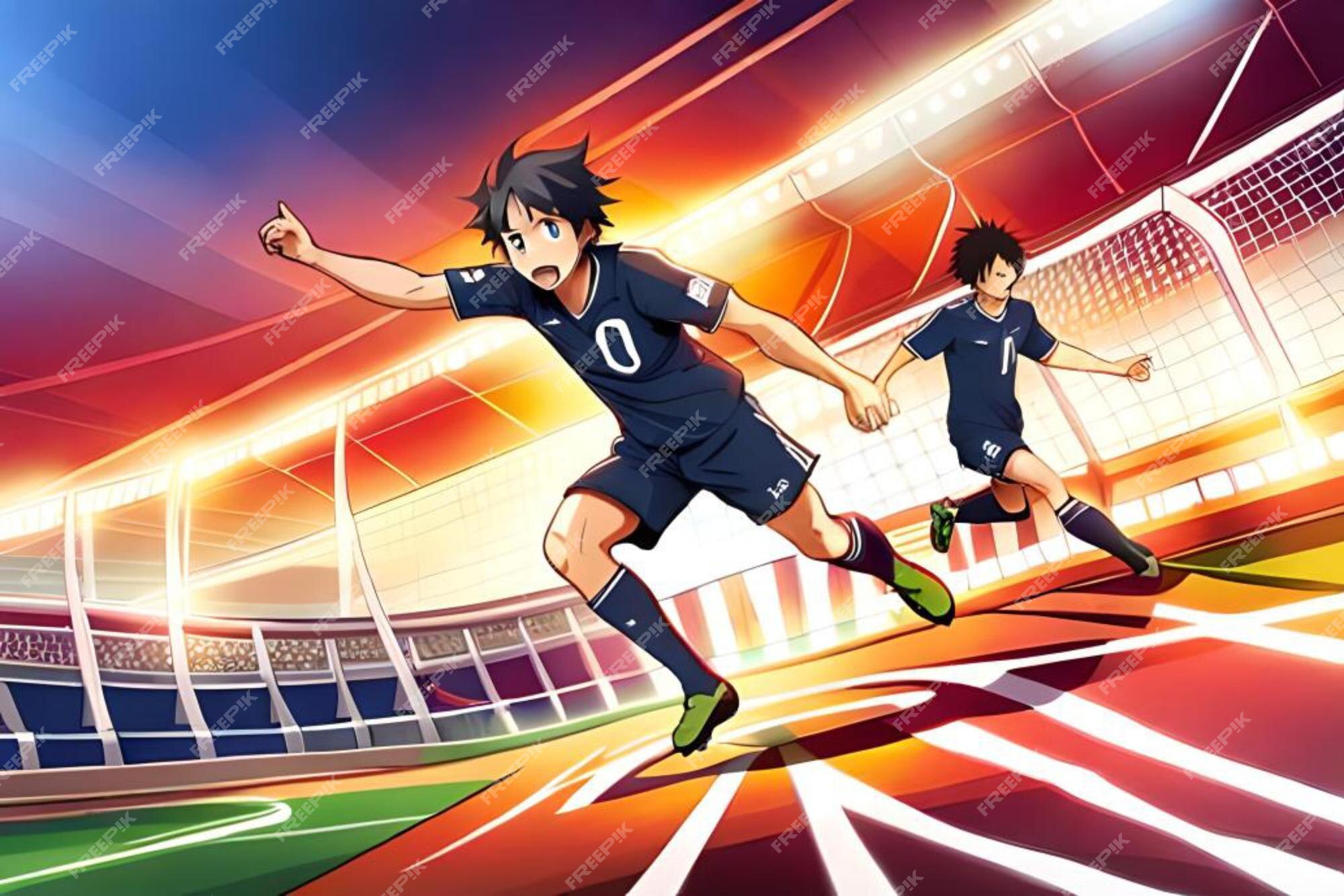 Garoto número 9 anime de ilustração de futebol