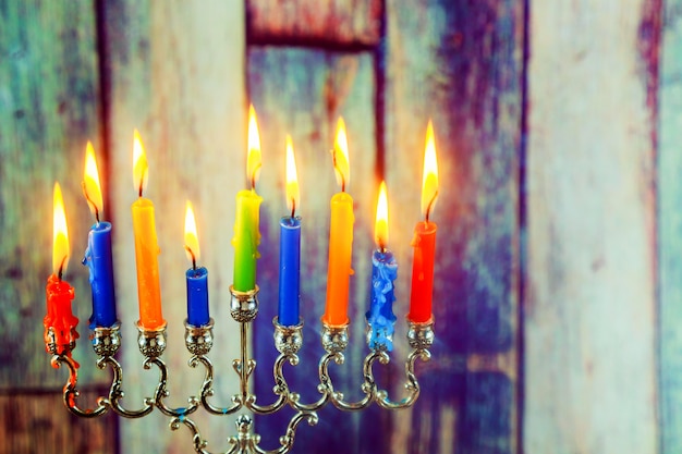 Menorá de hanukkah da estrela de david