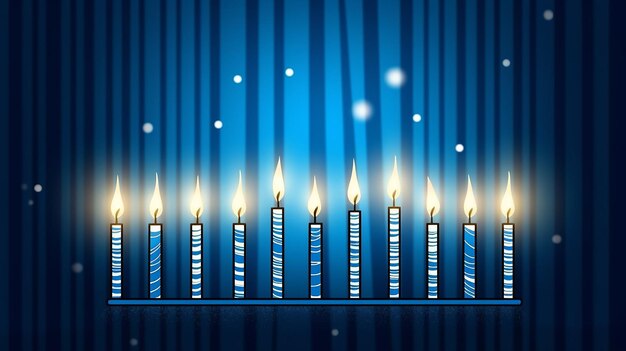 Menorah con 9 luces de vela para una celebración de Hanukkah