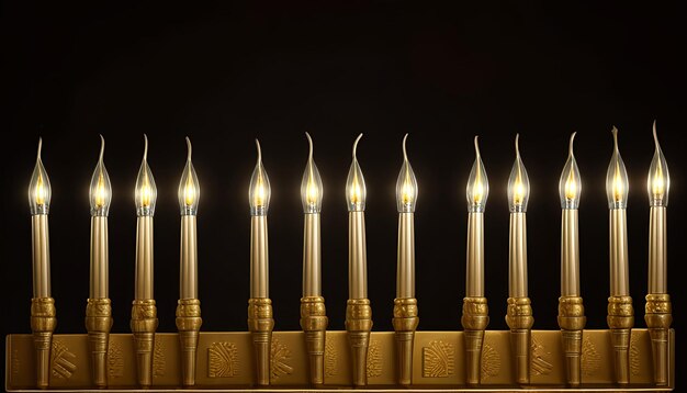 Menorah brillantemente iluminada en la octava noche de Hanukkah mejor imagen