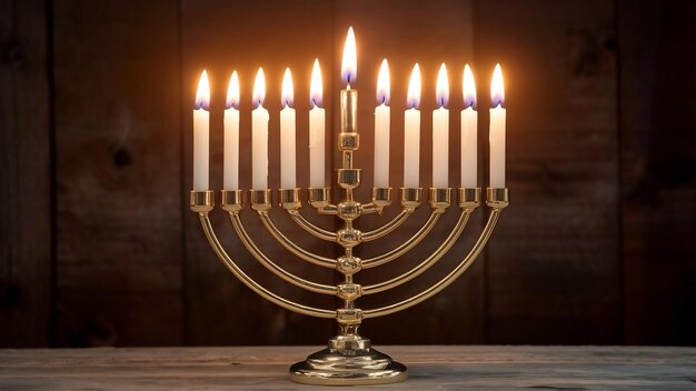 Foto menorah judaica tradicional com velas