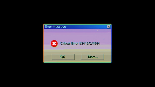 Foto mensagem de erro crítico problema gerado pelo computador d render