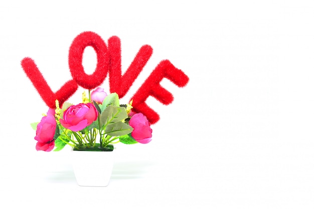 Mensaje de amor con flores rosas.