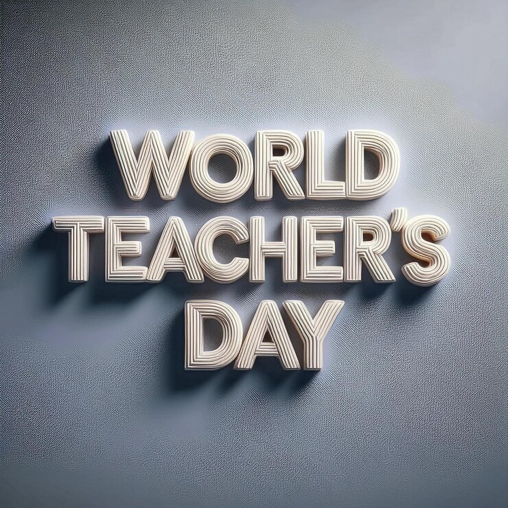 Foto mensaje del día mundial del profesor en letras 3d modificables inspiradas en el diseño vectorial de la pizarra blanca