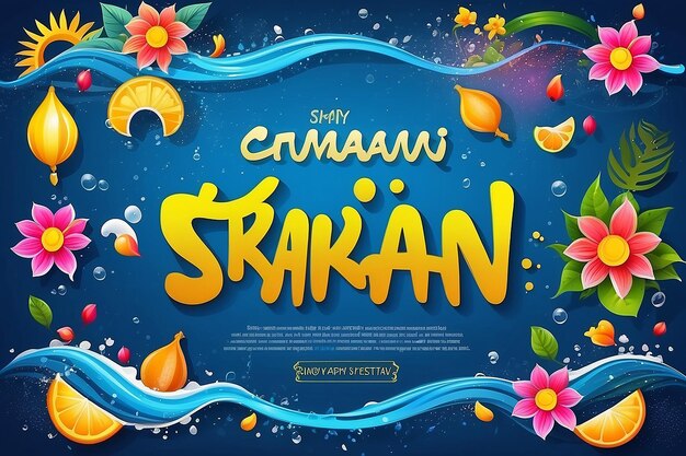 Mensaje del festival de Songkran en Tailandia diseño de volante de cartel colorido