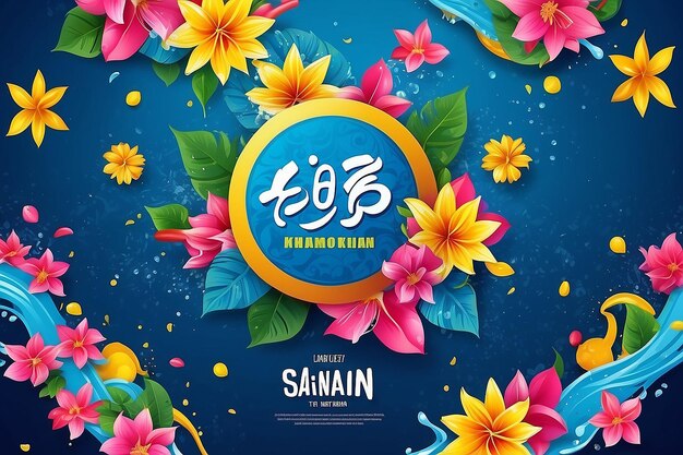 Mensaje del festival de Songkran en Tailandia diseño de volante de cartel colorido