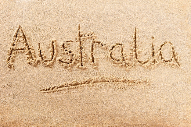 Mensaje de playa de verano de Australia escribiendo