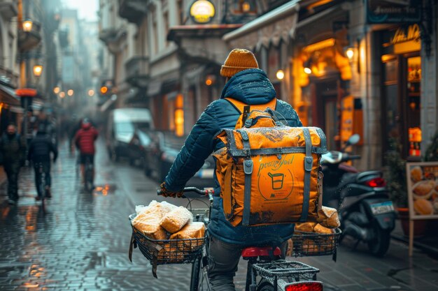 El mensajero italiano transporta envíos urgentes en bicicleta