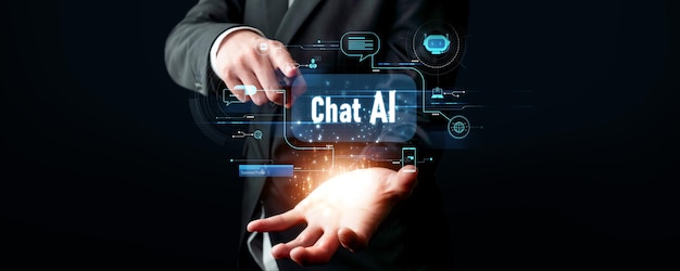 Mensch interagiert mit künstlicher Intelligenz virtueller Assistent Faas