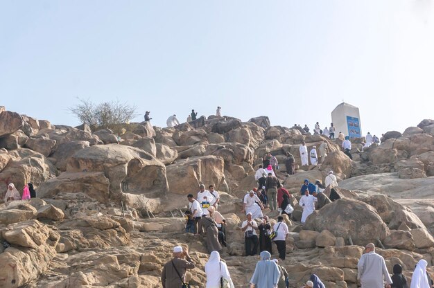 Foto menschen am mount arafat