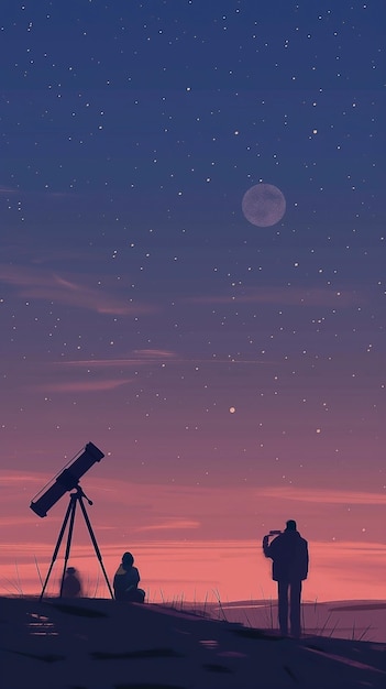 Menschen beobachten durch ein Teleskop den Neumond, der den Beginn des Fastenmonats Ramadan anzeigt