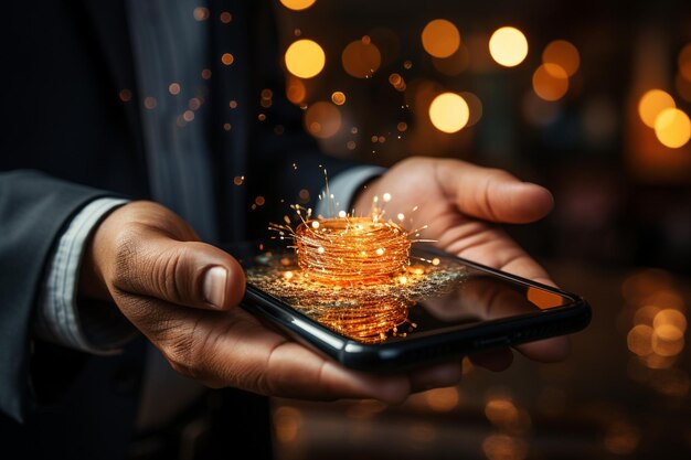 Foto menschen bezahlen geldüberweisungen mit mobiltelefonen