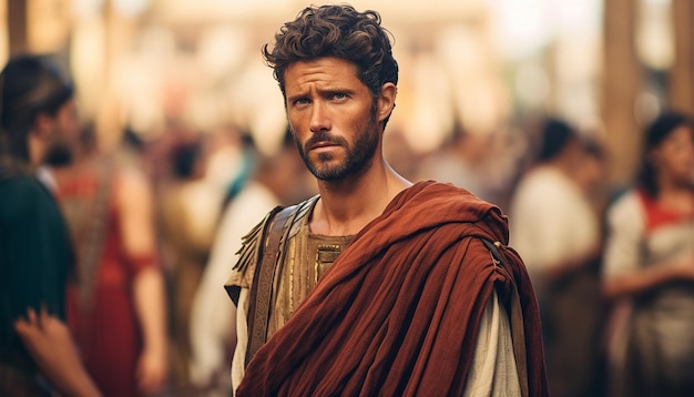 Menschen des antiken Roms porträtieren römische Menschen im Straßenhintergrund