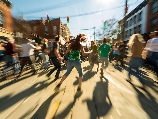 Foto menschen, die an einer nachbarschafts-tanzfeier am st. pa neighbor holiday creative background teilnehmen