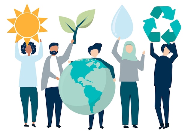 Menschen, die erneuerbare Energie unterstützen png clipart Umwelt Avatars Illustration auf durchsichtigem Hintergrund