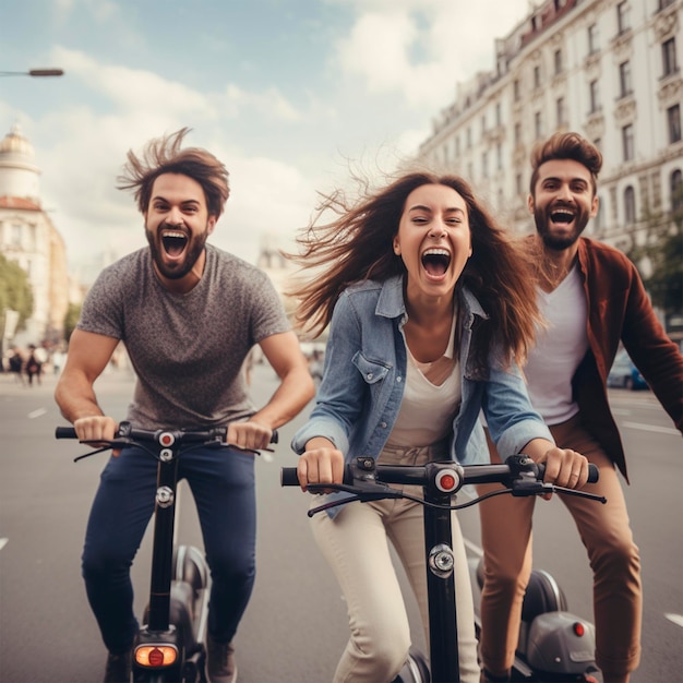 Menschen, die Motorroller fahren, transportieren Foto