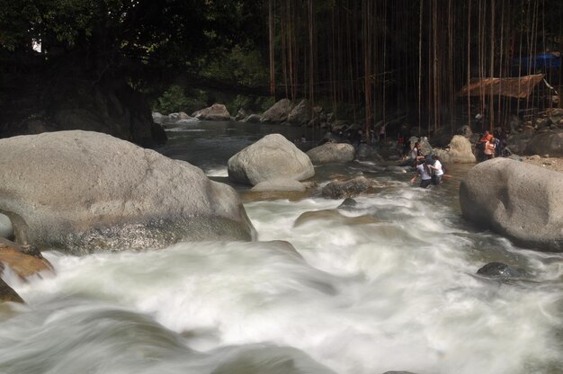 Foto menschen, die sich im flussstreifen erfreuen