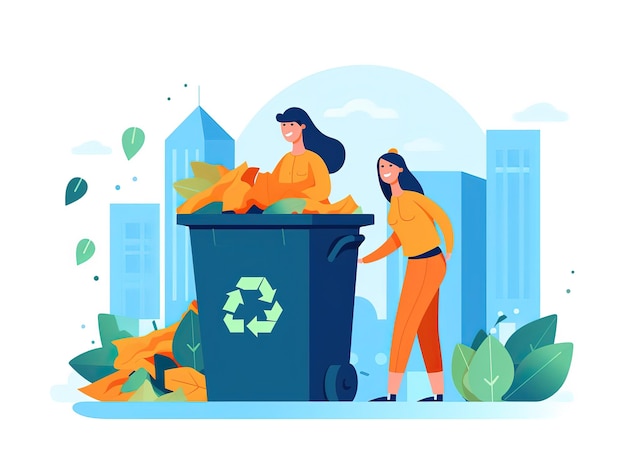 Menschen, die Verpackung in den Mülleimer werfen, vector Website Banner Happy Earth Day