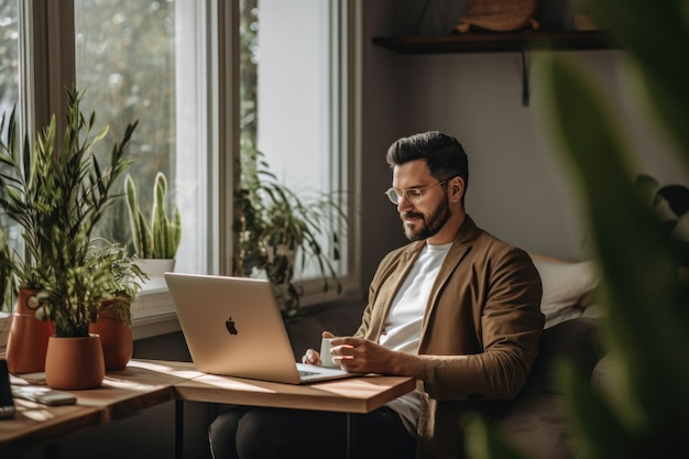 Menschen, die von zu Hause aus arbeiten, genießen die Balance zwischen Arbeit und Privatleben