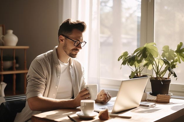 Menschen, die von zu Hause aus arbeiten, genießen die Balance zwischen Arbeit und Privatleben