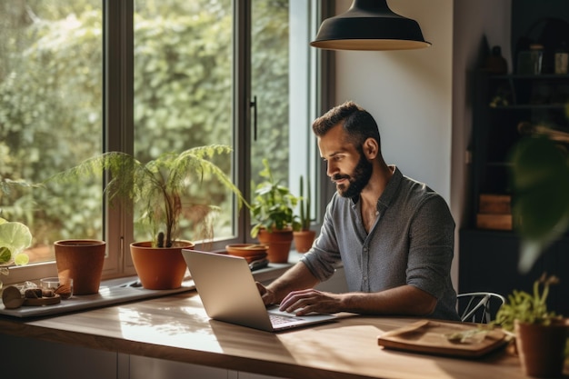 Menschen, die von zu Hause aus arbeiten, genießen die Balance zwischen Arbeit und Privatleben