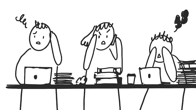 Menschen drehen png-Charaktere von gestressten Büroangestellten