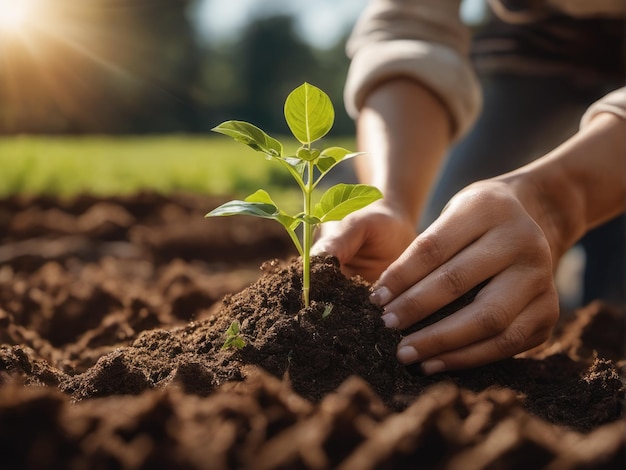 Menschen helfen beim Pflanzen des Baumes und arbeiten im Farmkonzept zusammen, um die Welt zu retten