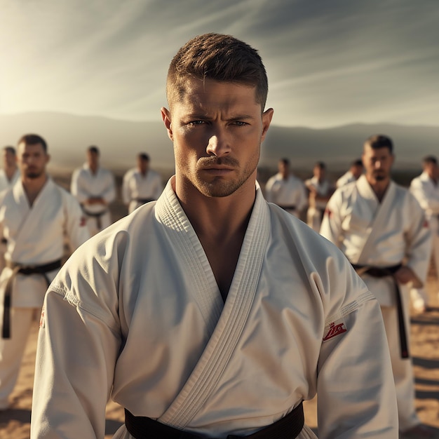 Menschen in Karate-Uniform