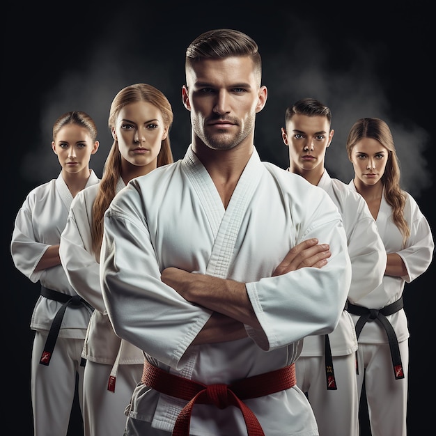 Menschen in Karate-Uniform