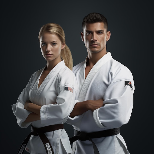 Menschen in Karate-Uniform