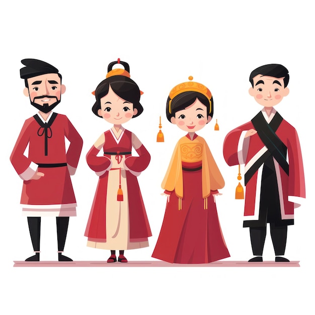 Menschen in traditioneller chinesischer Kleidung