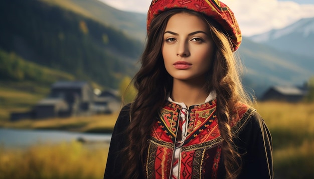 Menschen in verschiedenen rumänischen Landschaften tragen Martisor