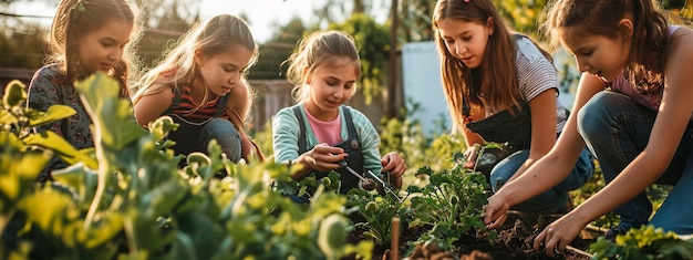 Menschen pflanzen Pflanzen und Blumen im Garten Selektiven Fokus