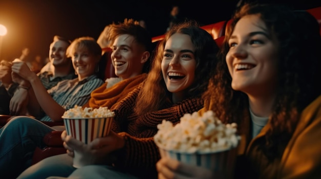Menschen sitzen in einem Kino und schauen sich einen Film an.
