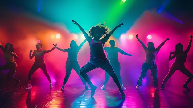 Foto menschen tanzen in einem club die tänzer sind alle jung und attraktiv und sie sind in farbenfrohen kleidungen gekleidet