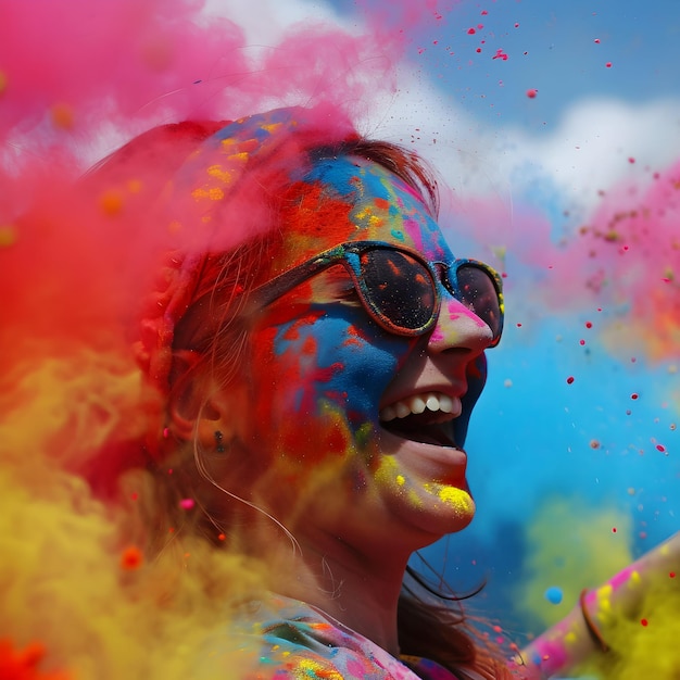 Menschen werfen Holi-Pulver Holi-Festival der Farben Glückliches Holi