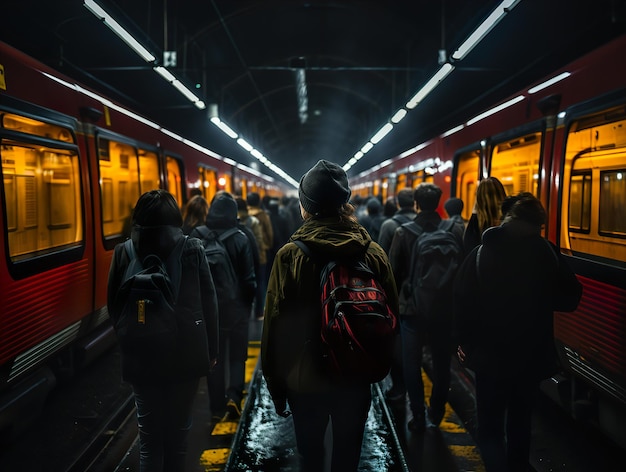 Menschenfluss in der U-Bahn Generative KI