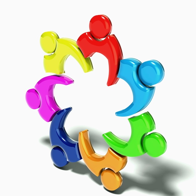 Menschengruppe Kinder bei Treffen 3D-Illustration