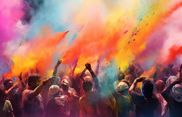 Menschenmenge beim Holi-Farbfestival