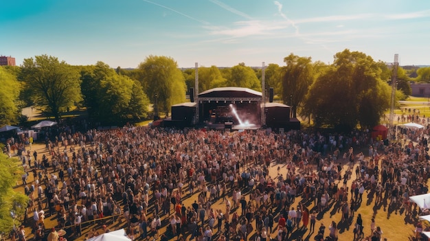 Foto menschenmenge, die sich ein konzert ansieht. ki-generiertes bild