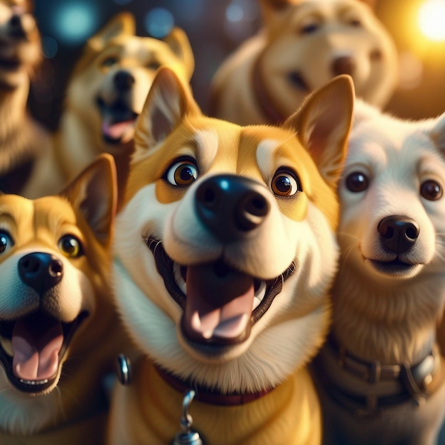 Menschenmenge von Hunden HD klares Bild von Hunden Hund mit Anführer