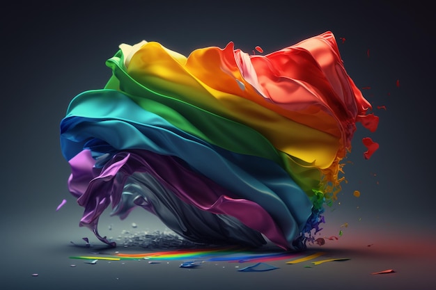 Menschenrechts- oder Diversitätskonzept LGBT-Stolzgemeinschaft schwules Kultursymbol homosexueller Stolz Regenbogenfahne sexuelle Identität Bunte Regenbogen-Transgender-Symbolfahne Generative KI