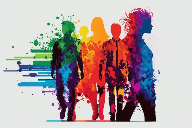 Menschenrechts- oder Diversitätskonzept LGBT-Stolzgemeinschaft schwules Kultursymbol homosexueller Stolz Regenbogenfahne sexuelle Identität Bunte Regenbogen-Transgender-Symbolfahne Generative KI