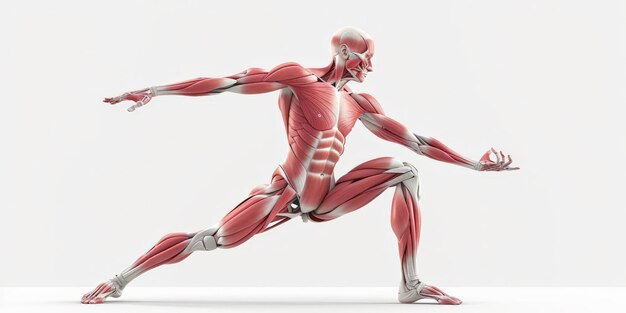 Menschliche Anatomie in Bewegung detaillierte Muskeln ausgestellt Die Wissenschaft der Körperbewegung