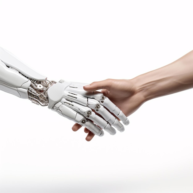 Foto menschliche hand und roboterhand