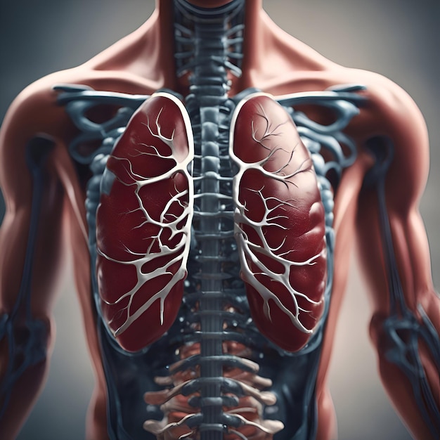 Menschliche Körperanatomie mit Lymphknoten und Venen 3D-Rendering