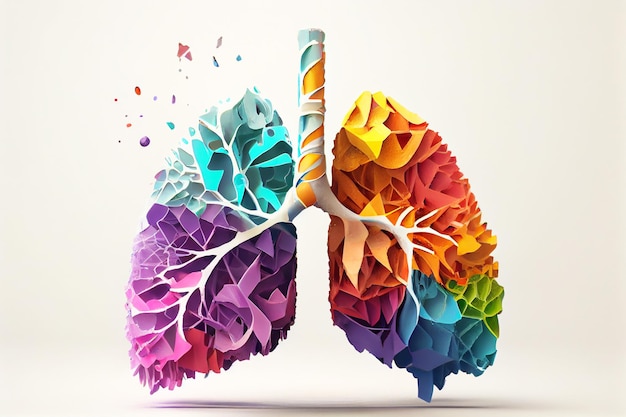 Foto menschliche lunge mit rauchmischungsfarbe generative ai