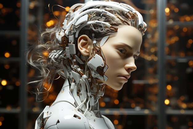 Menschlicher Entwickler, der AI-Roboter entwickelt