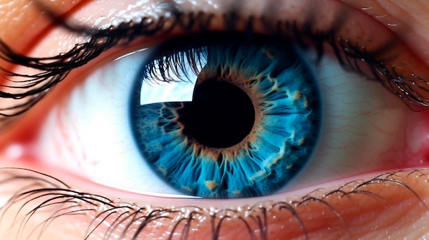 Menschliches blaues Auge realistisch schöne Nahaufnahme Zoom Generative KI